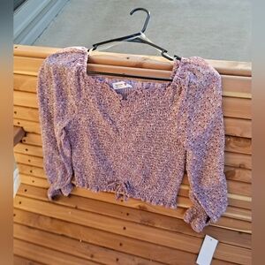 Purple Smocked Crop Top Y2K Top